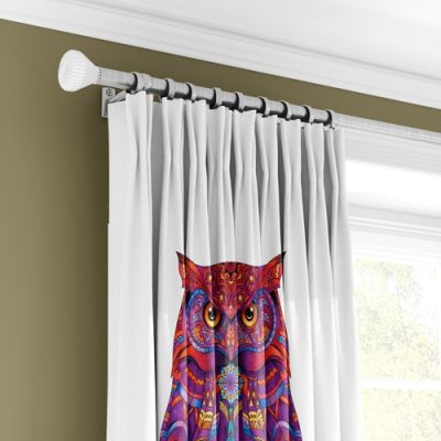Κουρτίνα με Πολυθεσική Τρέσα και Πολύχρωμο Σχέδιο Κουκουβάγιας