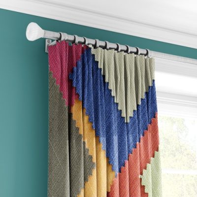 Πολύχρωμη Διακοσμητική Κουρτίνα Ζιγκ-Ζαγκ με Πολυθεσική Τρέσα