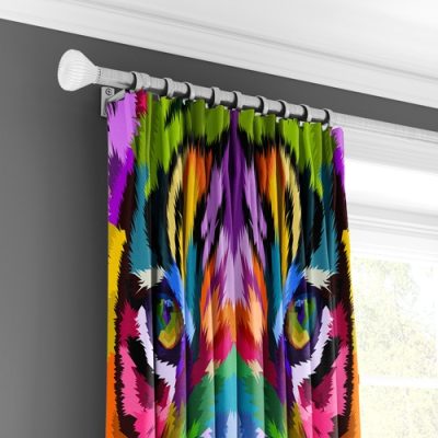 Πολύχρωμη Κουρτίνα με Σχέδιο Τίγρης και Πολυθεσική Τρέσα