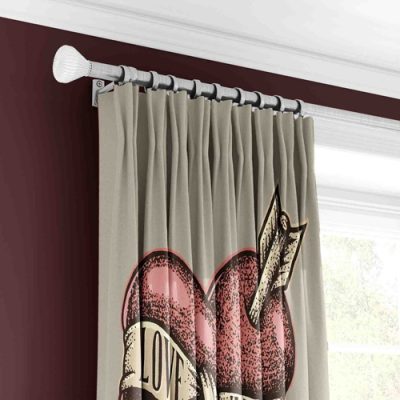 Ρομαντική Κουρτίνα με Σχέδιο Καρδιά και Βέλος - Κουρτίνα με Πολυθεσική Τρέσα