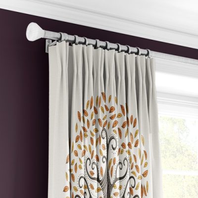 Κουρτίνα με Πολυθεσική Τρέσα και Σχέδιο Δέντρου σε Γήινες Αποχρώσεις