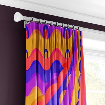 Πολύχρωμη Κουρτίνα με Γεωμετρικά Σχέδια και Πολυθεσική Τρέσα