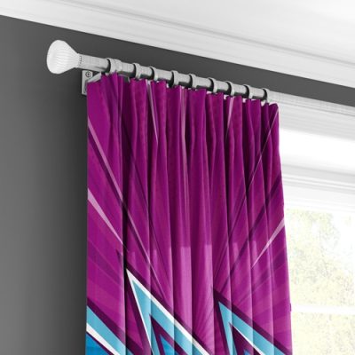 Κουρτίνα με Πολυθεσική Τρέσα και Γεωμετρικό Σχέδιο σε Φούξια και Μπλε