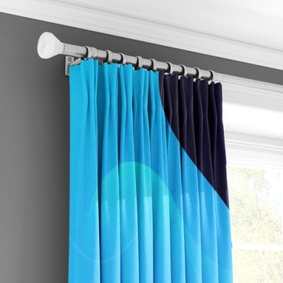 Μοντέρνα Μπλε Κουρτίνα με Πολυθεσική Τρέσα και Κυματιστές Λεπτομέρειες