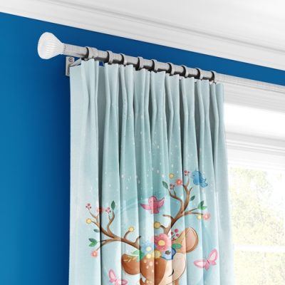 Παιδική Κουρτίνα με Πολυθεσική Τρέσα και Σχέδιο Ελαφάκι και Πουλιά