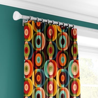 Πολύχρωμη Κουρτίνα με Γεωμετρικά Μοτίβα Κύκλων και Πολυθεσική Τρέσα