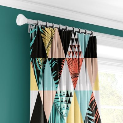 Πολύχρωμη Κουρτίνα με Γεωμετρικά και Φυτικά Σχέδια και Πολυθεσική Τρέσα