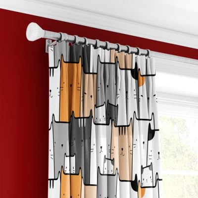 Παιδικές Κουρτίνες με Σχέδιο Γάτες και Πολυθεσική Τρέσα, Πολύχρωμο