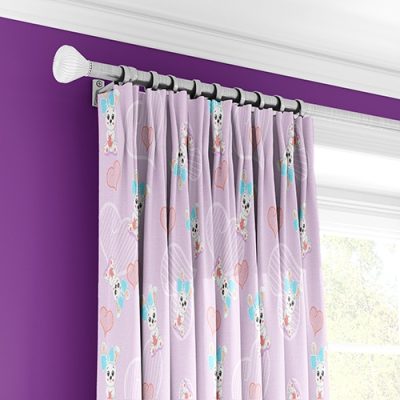 Παιδική Κουρτίνα Μωβ με Καρδιές και Αρκουδάκια