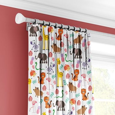 Παιδικές Κουρτίνες με Πολύχρωμα Ζώα και Φύλλα - Κουρτίνα με Πολυθεσική Τρέσα