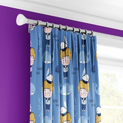 Παιδική Κουρτίνα με Ναυτικό Σχέδιο και Φάλαινες - Κουρτίνα με Πολυθεσική Τρέσα