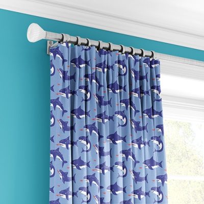 Κουρτίνα με Καρχαρίες σε Μπλε Αποχρώσεις και Πολυθεσική Τρέσα