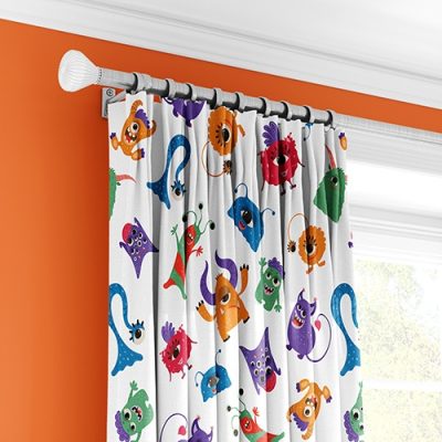 Παιδική Κουρτίνα με Πολύχρωμα Χαρούμενα Τερατάκια και Πολυθεσική Τρέσα