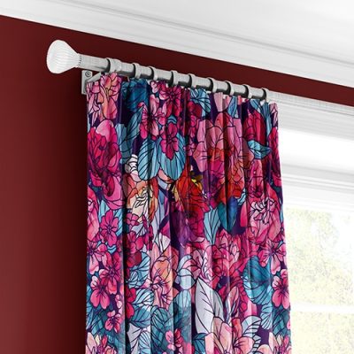 Πολύχρωμη Κουρτίνα με Λουλουδάτο Μοτίβο και Πολυθεσική Τρέσα