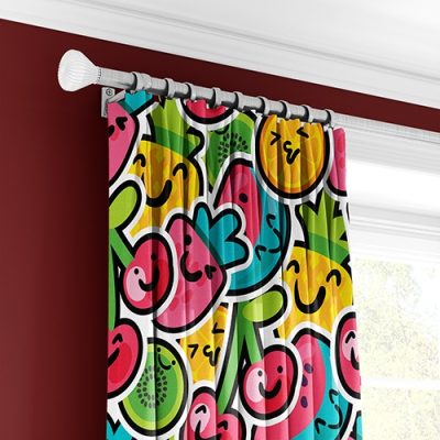 Παιδική Κουρτίνα με Χαρούμενα Φρούτα και Πολυθεσική Τρέσα