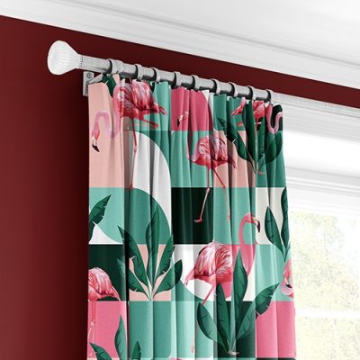 Κουρτίνα με Πολυθεσική Τρέσα και Τροπικό Μοτίβο Φλαμίνγκο