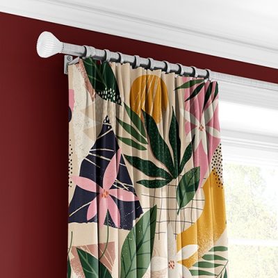 Κουρτίνα με Πολυθεσική Τρέσα και Τροπικό Φυτικό Σχέδιο