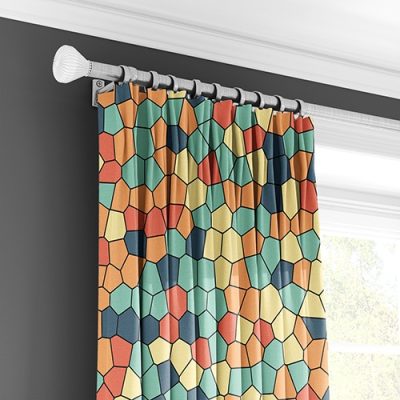 Πολύχρωμη Κουρτίνα με Γεωμετρικό Σχέδιο και Πολυθεσική Τρέσα