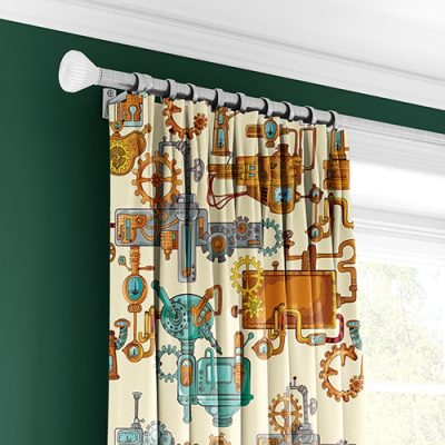 Παιδική Κουρτίνα με Σχέδια Γρανάζια και Μηχανισμούς - Κουρτίνα με Πολυθεσική Τρέσα