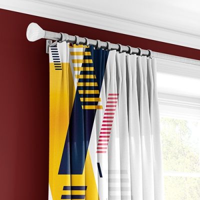 Κουρτίνα με Πολυθεσική Τρέσα και Γραμμικό Σχέδιο σε Γήινες Αποχρώσεις