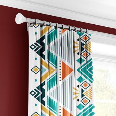 Κουρτίνα με Πολυθεσική Τρέσα και Γεωμετρικό Σχέδιο σε Πολύχρωμες Αποχρώσεις