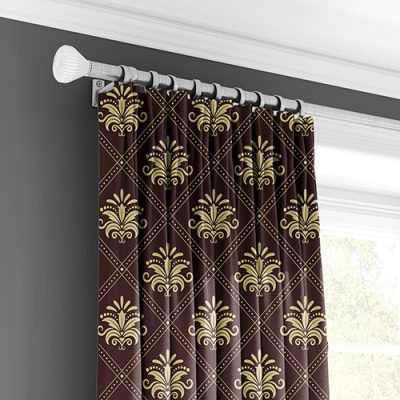 Κουρτίνα Μπορντό με Χρυσά Σχέδια Fleur-de-Lis και Πολυθεσική Τρέσα