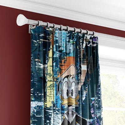 Κουρτίνα με Πολυθεσική Τρέσα και Μοτίβο Κινουμένων Σχεδίων σε Μπλε Αποχρώσεις