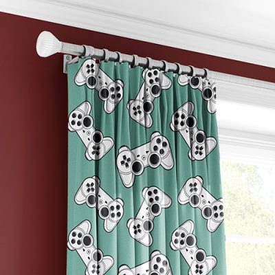 Κουρτίνα με σχέδιο ρετρό χειριστήρια σε γαλάζιο