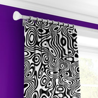 Μαυρόασπρη Κουρτίνα με Αφηρημένο Σχέδιο και Πολυθεσική Τρέσα