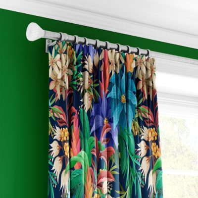 Πολύχρωμη Κουρτίνα με Τροπικό Σχέδιο Λουλουδιών και Πολυθεσική Τρέσα