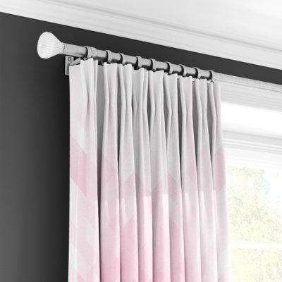 Κουρτίνα με Πολυθεσική Τρέσα Ροζ-Λευκή με Γεωμετρικό Σχέδιο