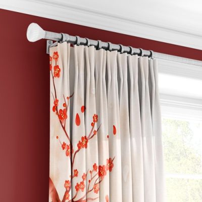 Κουρτίνα με Λουλούδια Σακούρα σε Κόκκινο και Κρεμ