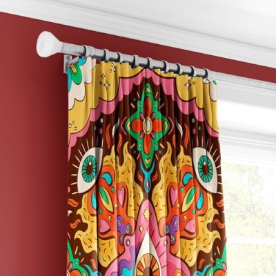 Ψυχεδελική Κουρτίνα με Πολύχρωμα Μοτίβα και Πολυθεσική Τρέσα