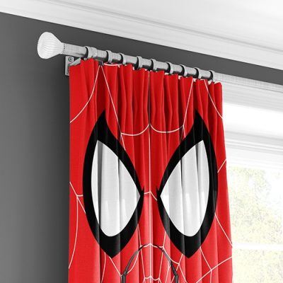 Παιδική Κουρτίνα Κόκκινη με Σχέδιο Μάσκας και Πολυθεσική Τρέσα