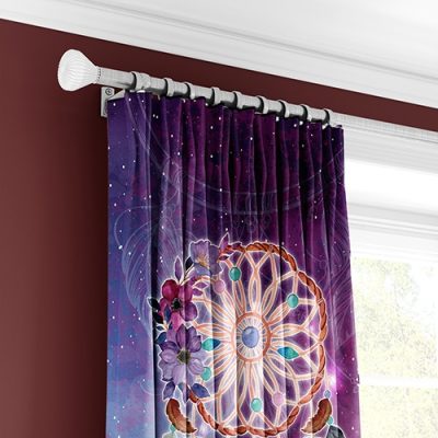 Μωβ Κουρτίνα Ονείρων με Λουλούδια και Πολυθεσική Τρέσα