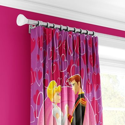 Ροζ Κουρτίνα Παιδικού Δωματίου με Σχέδια Καρδούλες και Πολυθεσική Τρέσα