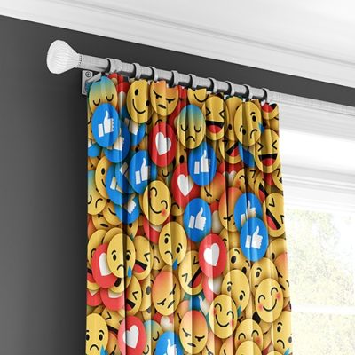 Κουρτίνα με Emoji και Εικονίδια Social Media, Πολυθεσική Τρέσα