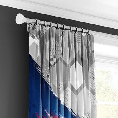 Κουρτίνα με Πολυθεσική Τρέσα για Παιδικό Δωμάτιο με Ποδόσφαιρο και Γεωμετρικά Μοτίβα