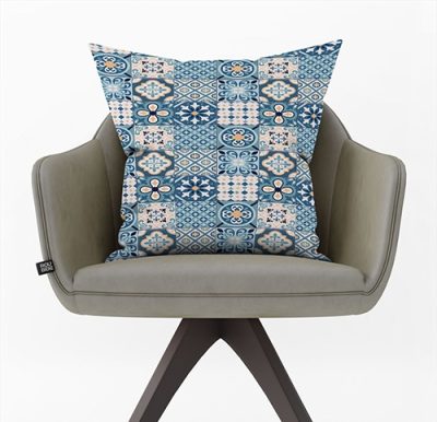 Διακοσμητικό Μαξιλάρι με Γεωμετρικά Μοτίβα σε Μπλε Αποχρώσεις