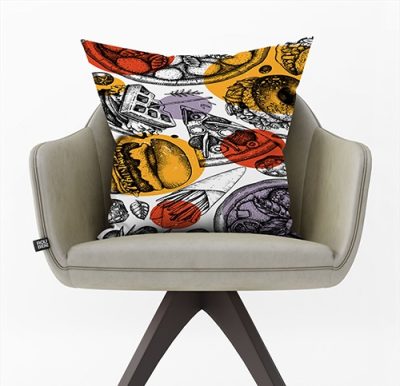 Διακοσμητικό Μαξιλάρι με Πολύχρωμο Σχέδιο Φαγητού