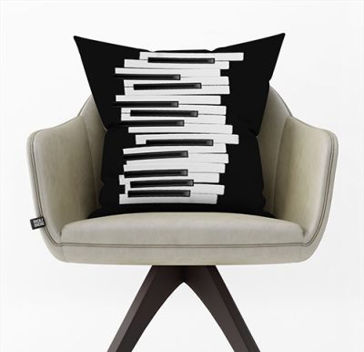 Διακοσμητικό Μαξιλάρι με Μοτίβο Πιάνου σε Μαύρο-Λευκό