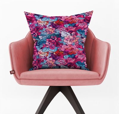 Διακοσμητικό Μαξιλάρι με Πολύχρωμο Floral Σχέδιο, 35×35 ή 45×45