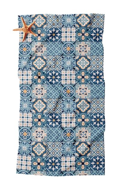 Πετσέτα Παραλίας με Γαλάζιο Μωσαϊκό και Αστερία