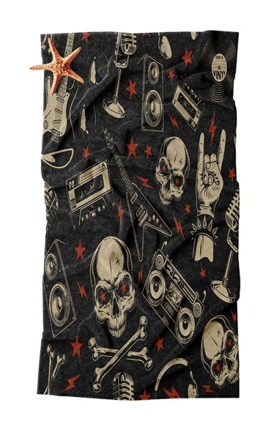 Πετσέτα Παραλίας με Ροκ Σχέδια και Αστερία