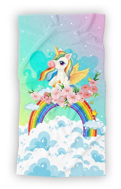 Πετσέτα Θαλάσσης με Μπάνιου μονόκερο, ουράνιο τόξο