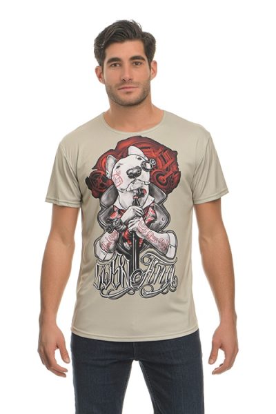 Ανδρικό Μπλουζάκι με Σχέδιο Σκύλου και Μικρόφωνο